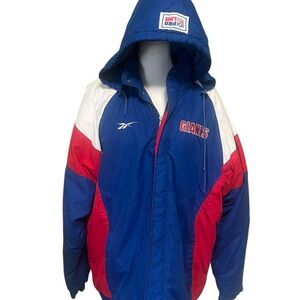 Reebok NY Giants Blue and Red Hooded Jacket Vtg‎